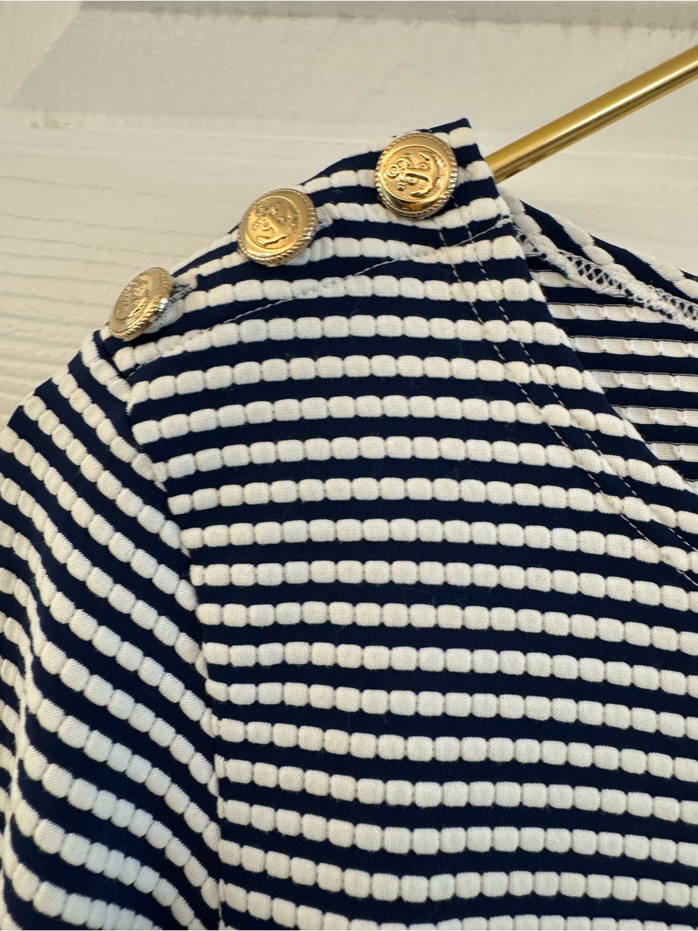 Melissa Odabash Agata Navy Stripe Long Sleeve Mini Dress L - Picture 6 of 15